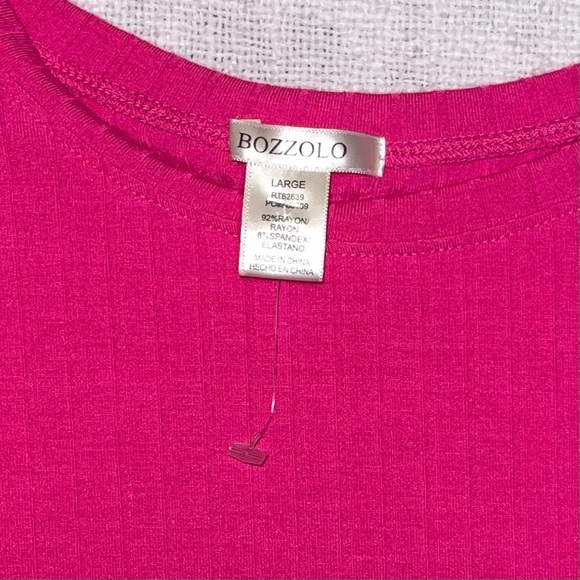 BOZZOLO Juniors Ribbed Cropped Top Hot Pink Sz L NWOT - Picture 4 of 5